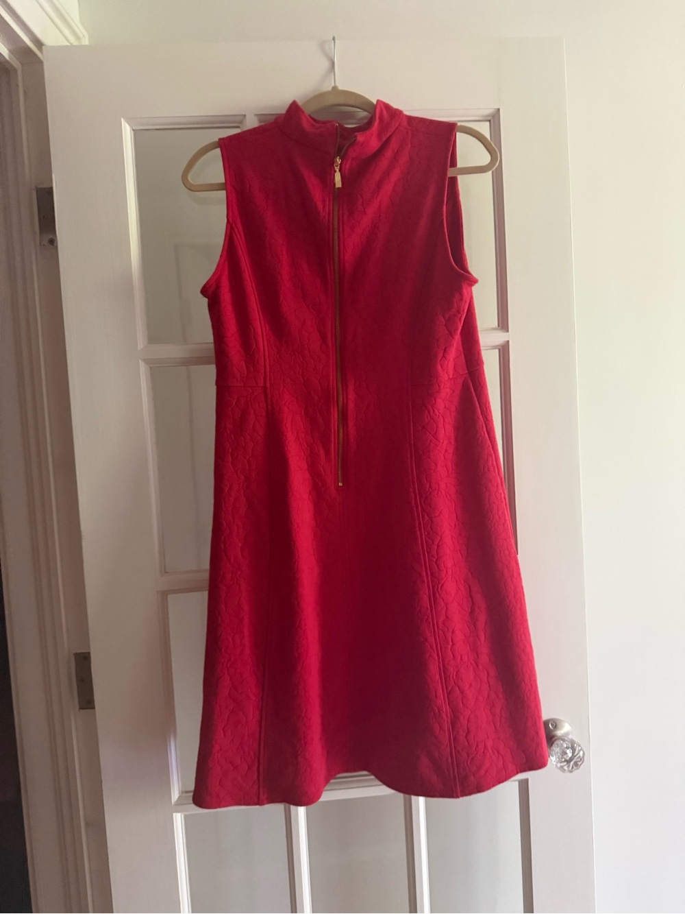 Chico's Vibrant Coral-Red Knit Dress with zipper